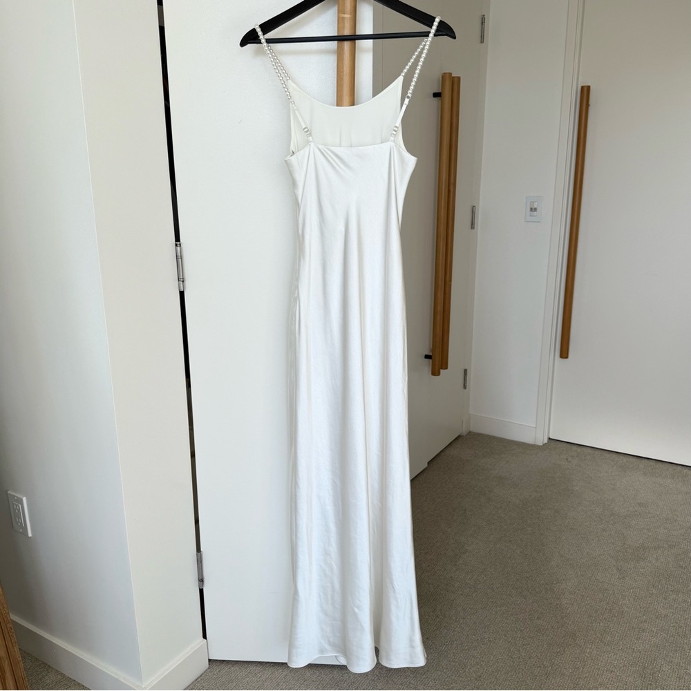 Solid & Striped X The Selena Satin Dress with Beaded Pearls Straps. Retail: $318 - Picture 4 of 15